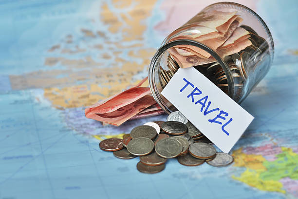 The picture displays a jar of money(small change) on a world map to display that u can travel without paying to much!